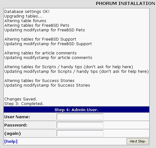 Phorum Installation Admin - Upgrade