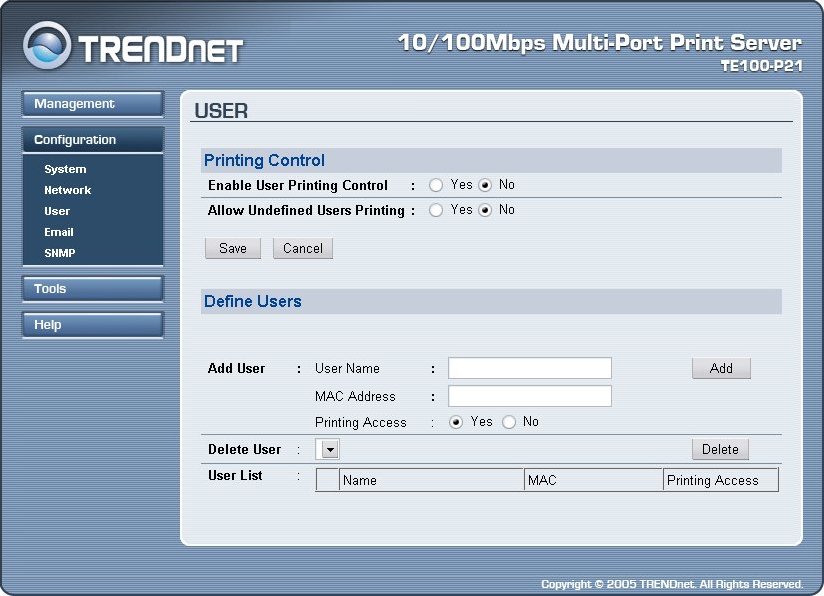 configuration - user