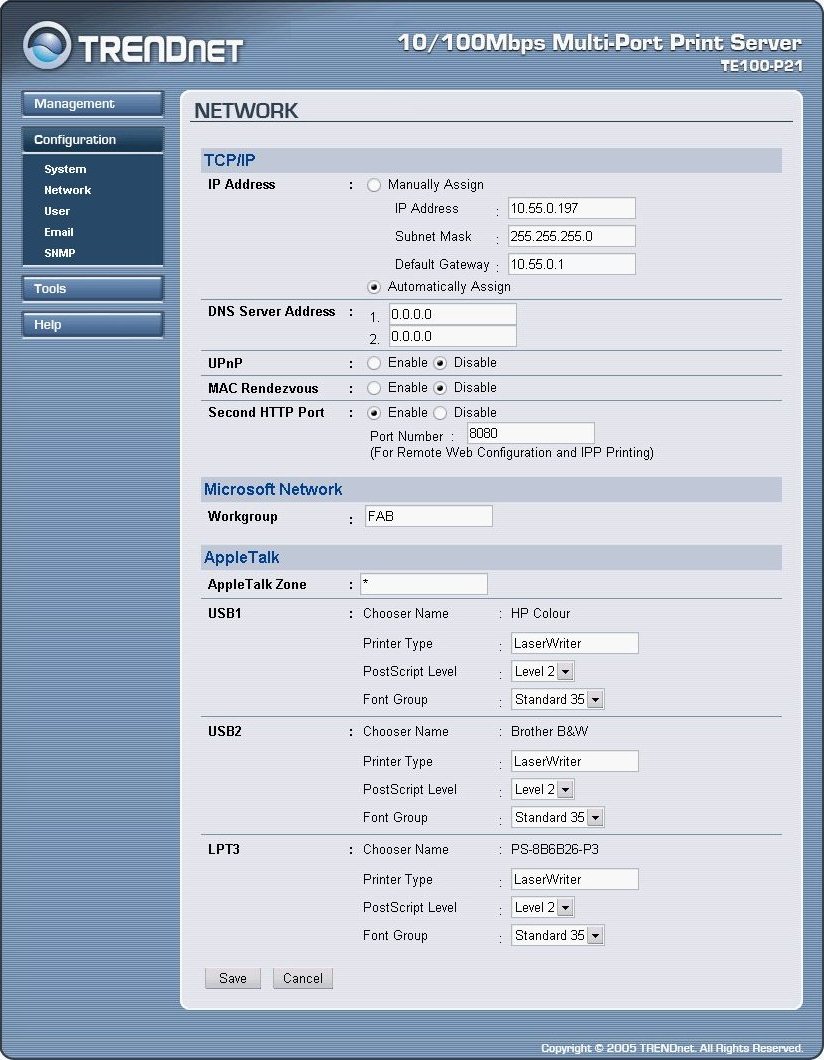 My configuration - network