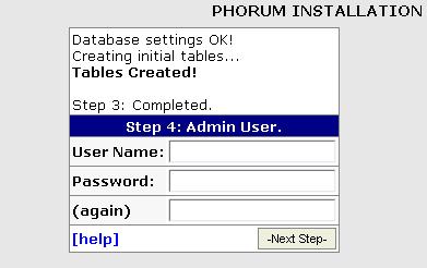 Phorum Installation Admin