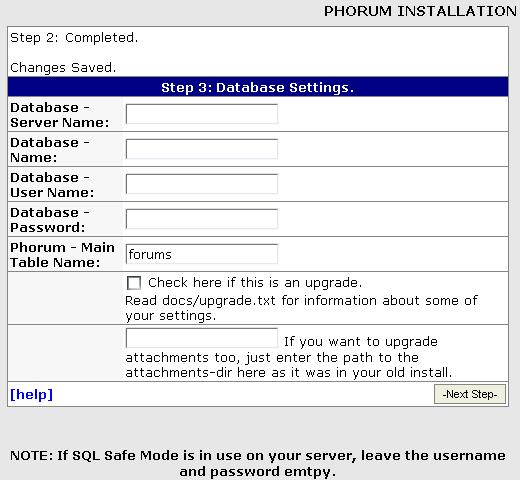 Phorum Installation Database - 2