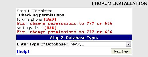 Phorum Installation Database