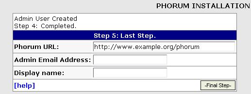 Phorum Installation Step 5